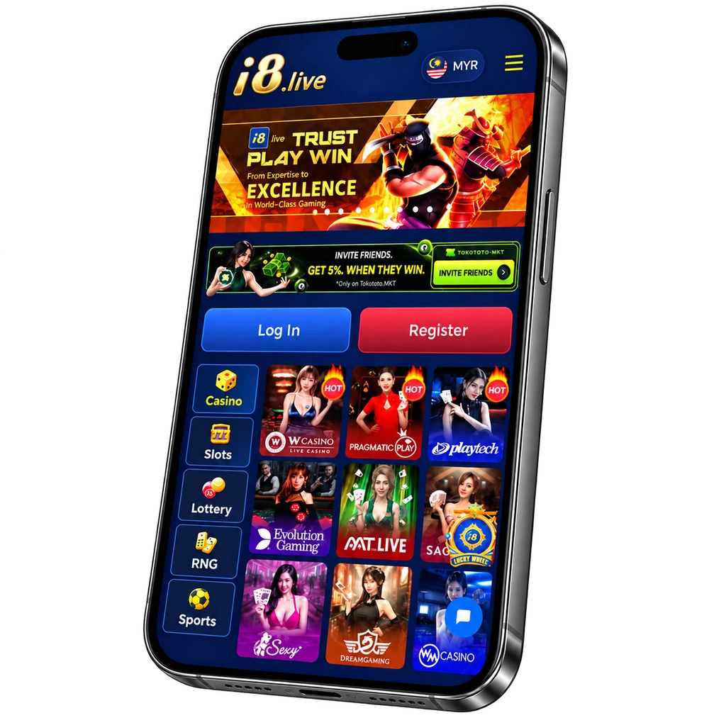 i8 Live mobile game discovery interface